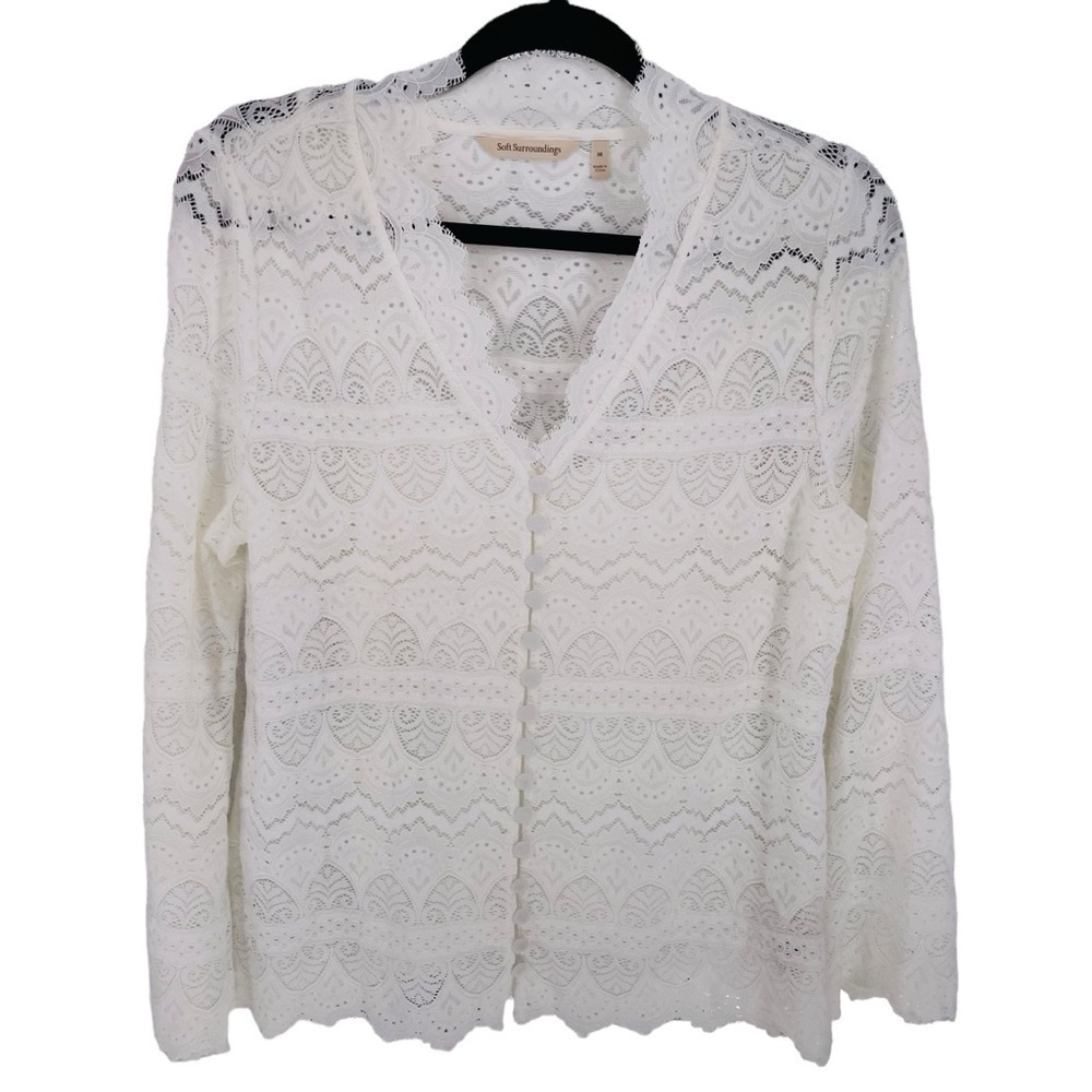 Soft Surroundings Cottagecore Romantic Feminine Button Up Lace Top w/Camisole M